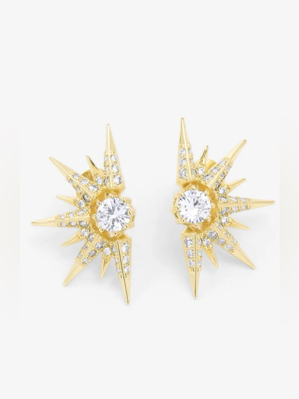 Gabriella Sunburst Stud Earrings- gold/white diamondettes